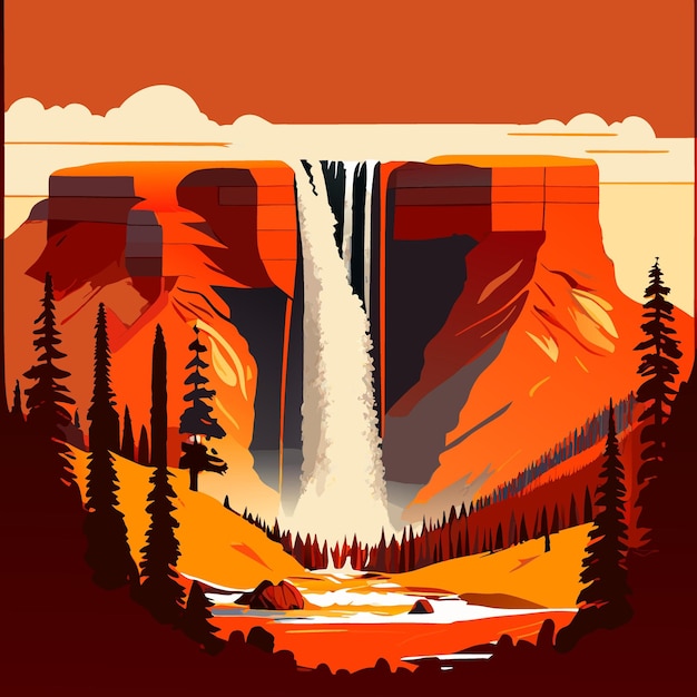 Vektor yellowstone-vektorillustration flach