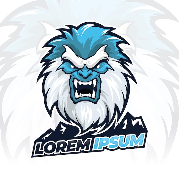 Vektor yeti esport maskottchen logo-design yeti mythologie gesichtsillustration logo-design eismann-illustration