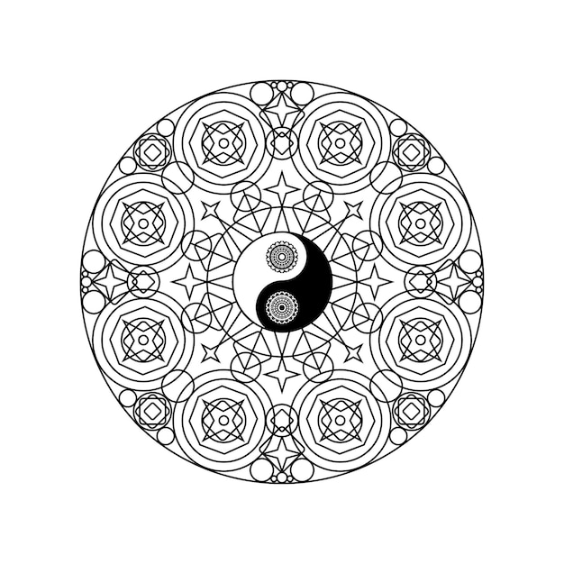 Yin-yang-symbol im östlichen geometrischen muster