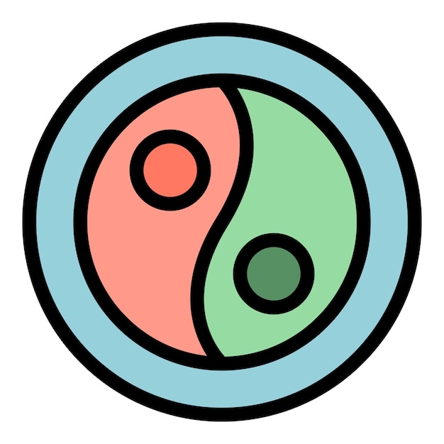 Yin-yang-symbol umrissvektor lebensmitteldiät bio-ernährung farbe flach