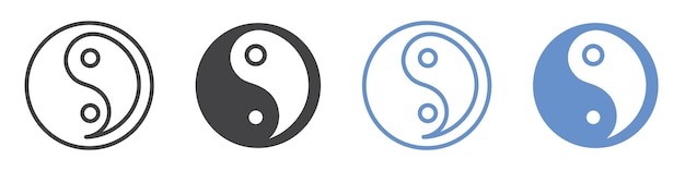 Yin-Yang-Symbolsatz mit flachen Linien