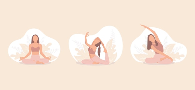 Yoga-aktivität flache bündel-design-illustration