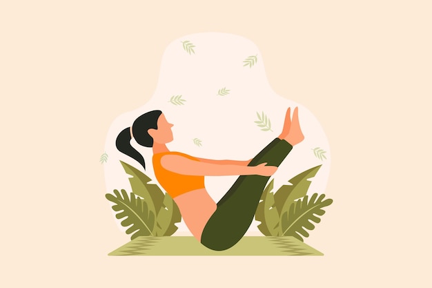 Vektor yoga-flache design-illustration im freien