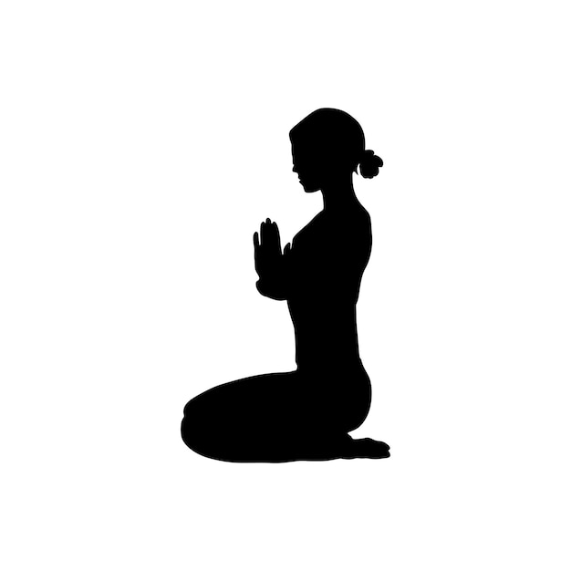 Vektor yoga in silhouette vektorgrafiken auf hintergrund