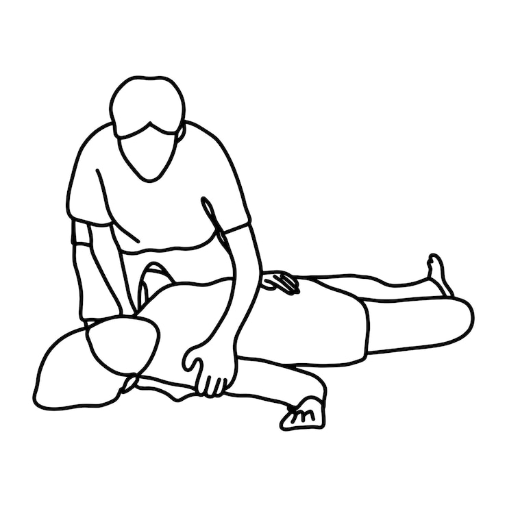 Vektor yoga-instruktor leitet den schüler, der die kopfhaltung ausführt, oder sirsasana-illustration, die von hand gezeichnet wird