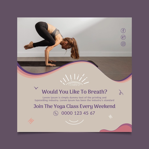 Yoga klasse quadrat flyer