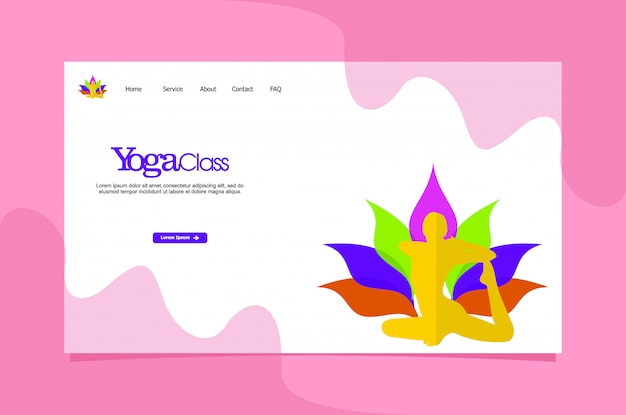 Vektor yoga landing page web-vorlage