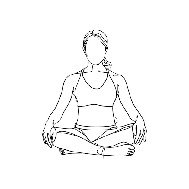 Vektor yoga mädchen durchgehende linienzeichnung minimalistisches design eine strichzeichnung einer frau in yoga-pose-übung