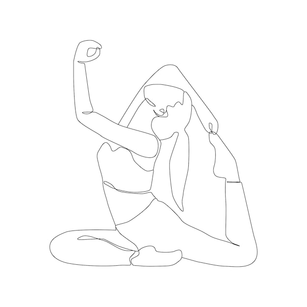 Yoga mädchen durchgehende linienzeichnung minimalistisches design eine strichzeichnung einer frau in yoga-pose-übung