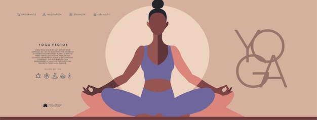 Yoga-Meditation, Dehnung und Pilates Vektor-Minimalistische Illustration einer Frau in Sportbekleidung