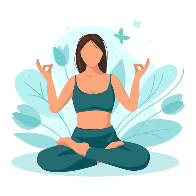 Yoga meditation entspannung rest gesunder lebensstil zen harmonie-konzept vektor-illustration