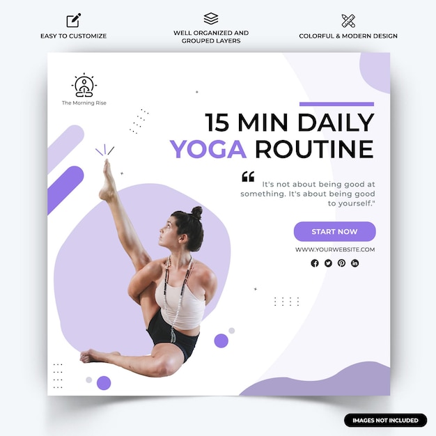 Yoga meditation instagram post web banner template vector premium-vektor