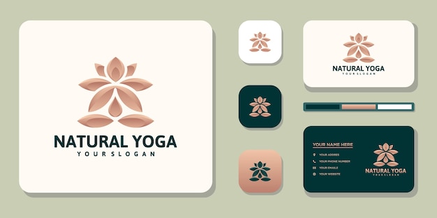 Yoga-meditation-logo und visitenkartendesign premium-vektor
