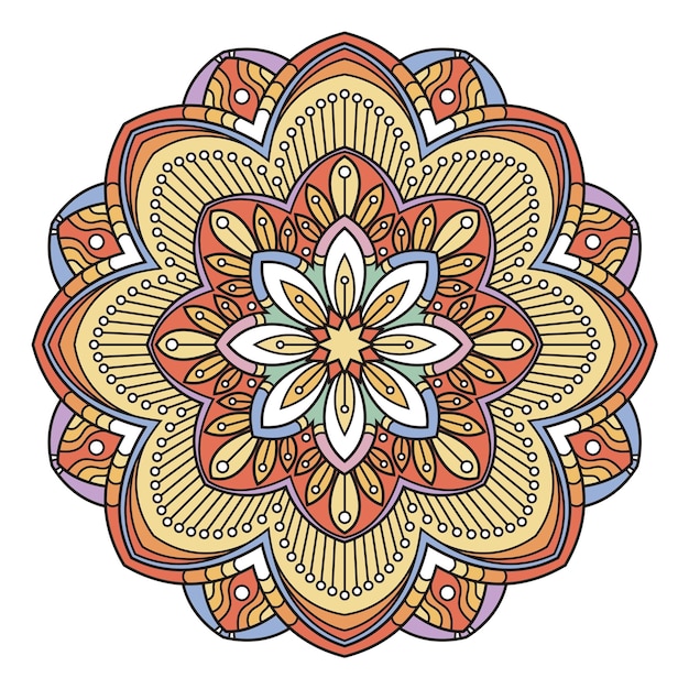 Yoga-Ornament Orientalisches radiales Muster Meditationssymbol