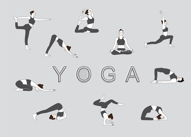 Yoga-pose und meditations-vektor-illustration