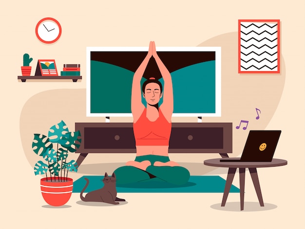 Yoga pose zu hause illustration