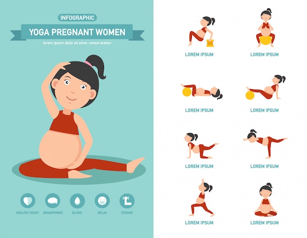 Yoga schwangere frauen im gesundheitswesen. illustration.