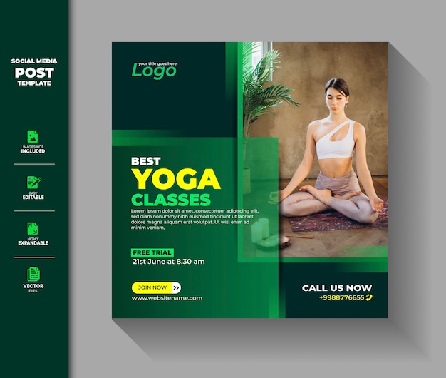 Yoga social media post instagram banner