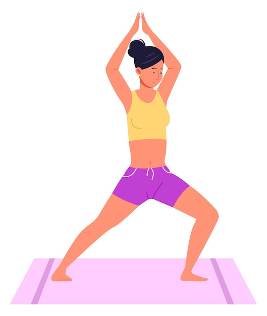 Yoga-training für frauen person in balance-pose, die sich auf der matte ausdehnt