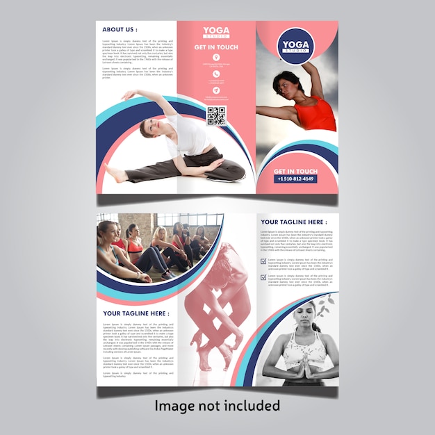 Vektor yoga trifold broschüren vorlage