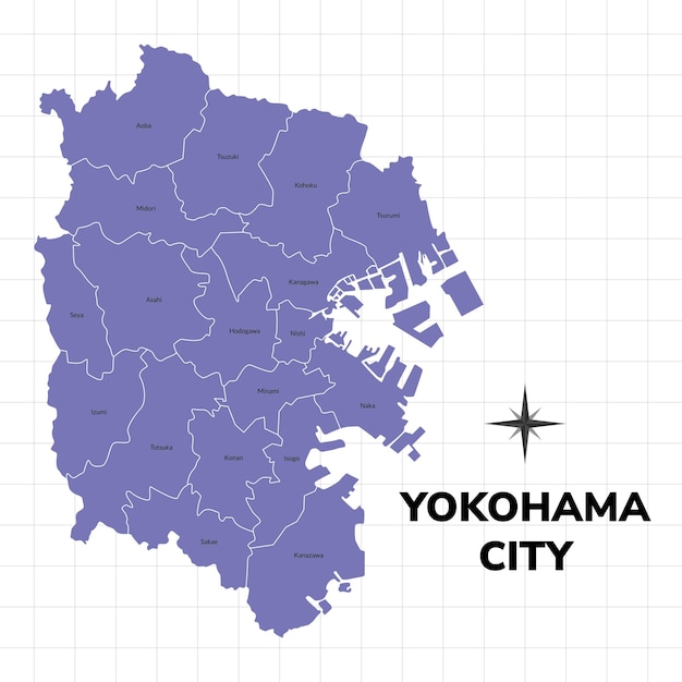 Yokohama Stadtkarte Illustration Karte der Stadt in Japan