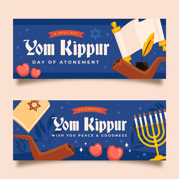 Vektor yom kippur banner pack