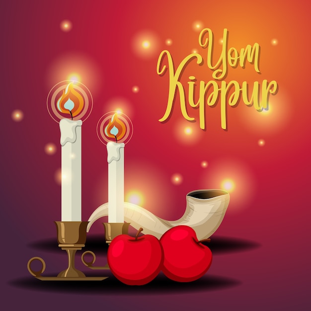 Yom kippur logo grußkartenvorlage oder hintergrund mit schofar