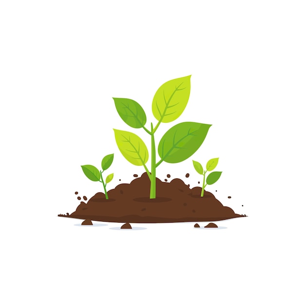 Young Green Plants Growing in Soil Vector Illustration (Junge grüne Pflanzen, die im Boden wachsen)