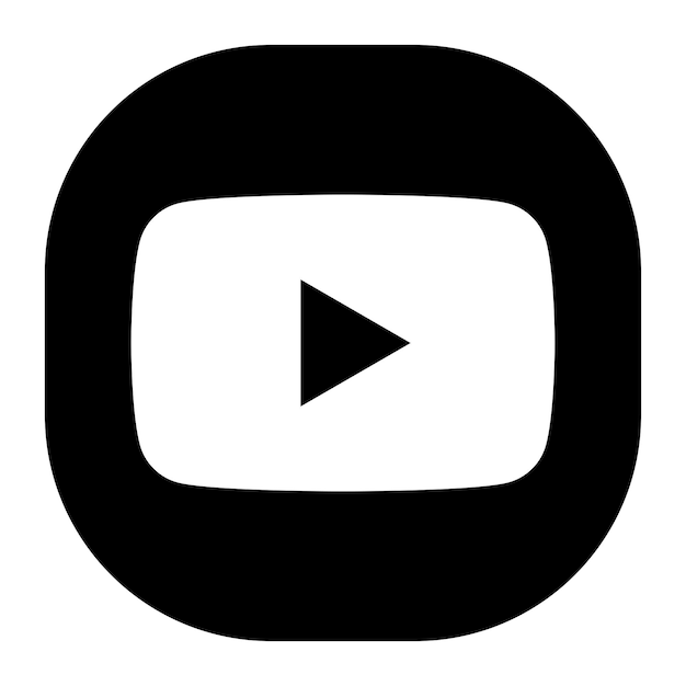 Youtube-app-vektor-symbol mit schwarz-weißer farbe