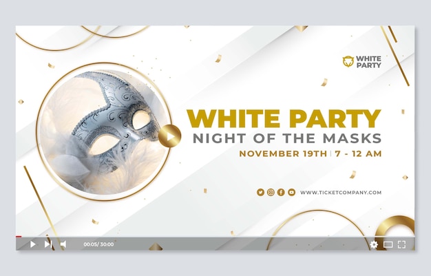 YouTube-Thumbnail für weiße Party mit Farbverlauf