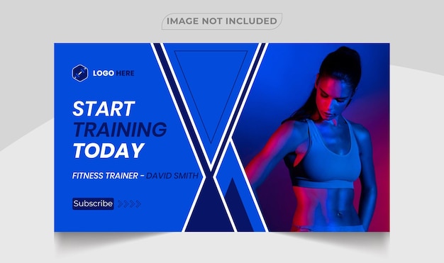 Youtube-Thumbnail-Gym-Fitness-Training-Design und Workout-Web-Banner-Vorlage