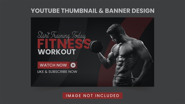 Youtube thumbnail und banner-design-vorlage für fitness-studio