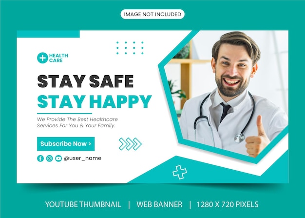 Youtube-thumbnail und web-banner-design-vektor-premium-vorlage für medizinische kliniken