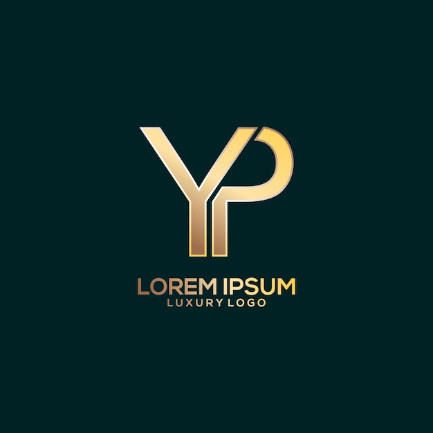 Yp brief logo luxus goldfarbe