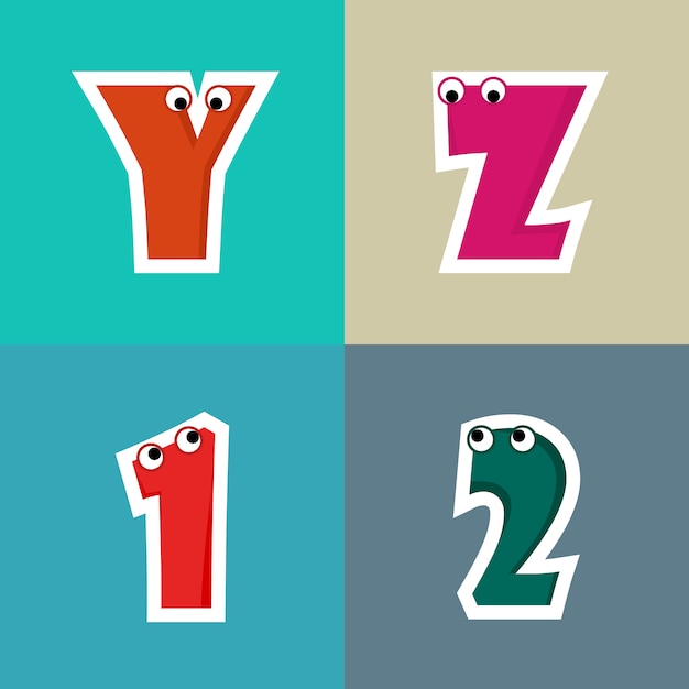 Vektor yz12 alphabet cartoon