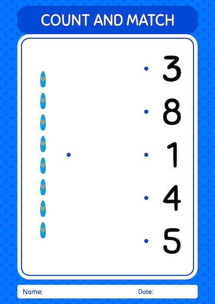 Zählen und kombinieren sie spiel mit surfbrett-arbeitsblatt für kinder im vorschulalter
