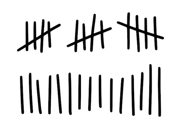 Vektor zählmarken zum zählen der tage im gefängnis zählmarken für den mathematikunterricht vektorillustration