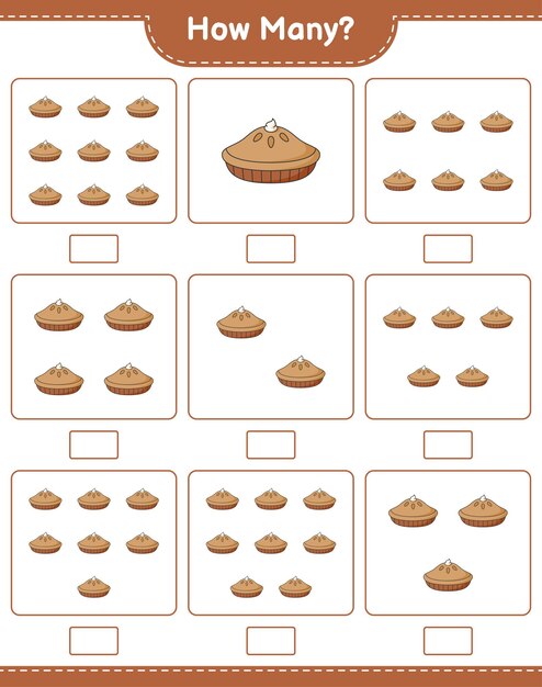 Zählspiel, wie viele pie educational kinderspiel druckbares arbeitsblatt