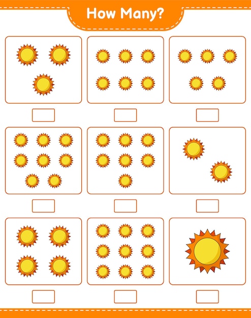 Zählspiel, wie viele so. pädagogisches kinderspiel, druckbares arbeitsblatt