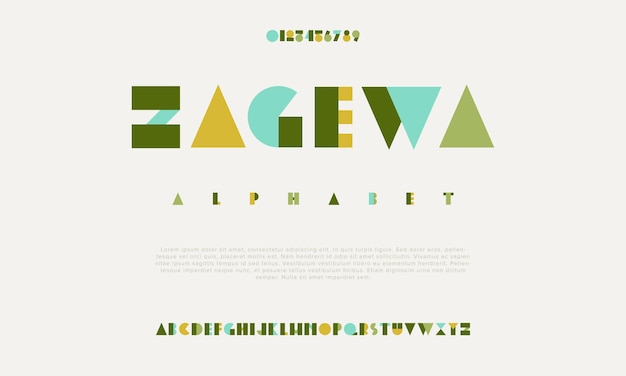Zagewa kreative moderne städtische Alphabet-Schriftart Digitale abstrakte geometrische futuristische Mode Sport