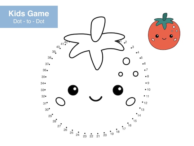 Zahlenpuzzlespiel punkt zu punkt süße kawaii tomate