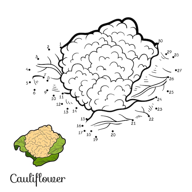Zahlenspiel für kinder obst und gemüse blumenkohl