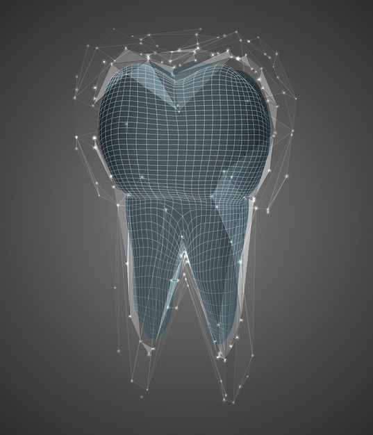 Vektor zahn des vektors 3d für zahnmedizin auf hintergrund