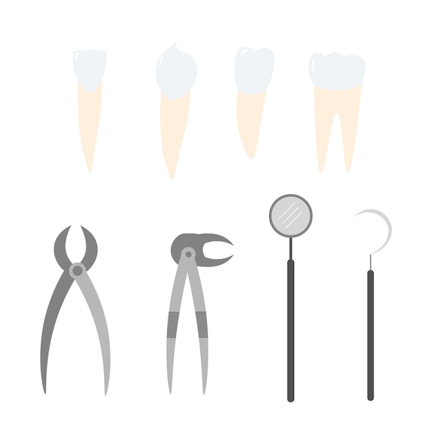 Vektor zahn- und zahnarztwerkzeuge
