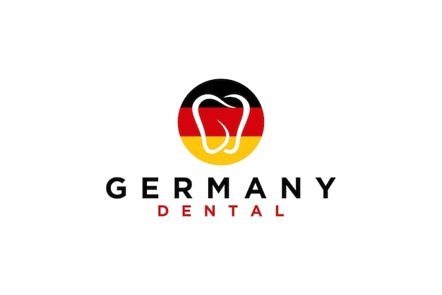 Vektor zahnarzt-logo-design mit deutscher flagge farbe einfache minimalistische ikone zähne schönheit gesundheitsversorgung