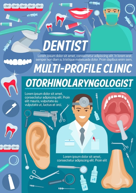 Zahnarzt- und hno-klinikvektor