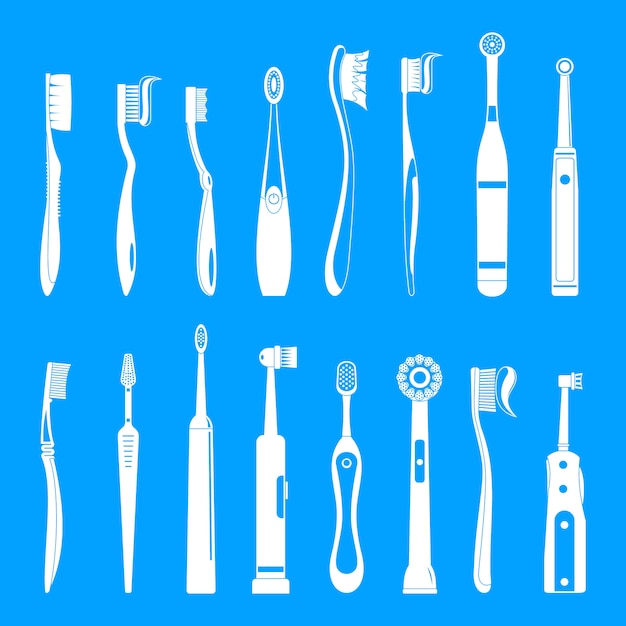 Zahnbürste dental icons set, einfachen stil