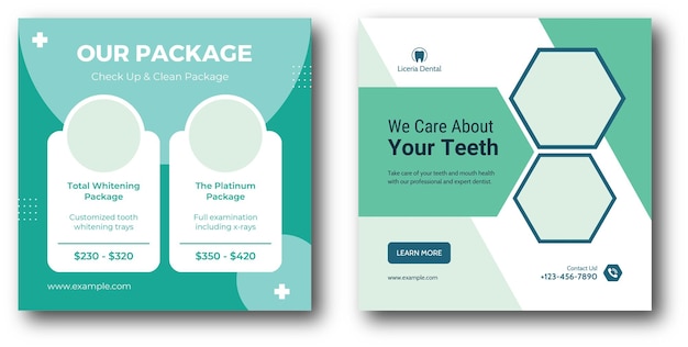 Zahnpflege medizinische Gesundheitsversorgung Social-Media-Post-Banner-Vorlage oder quadratischer Werbeflyer