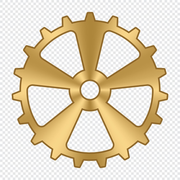 Zahnrad Zahnrad aus goldenem Metall Industrielles Symbol Vektorsymbol für die Zahnradeinstellung Vektorillustration