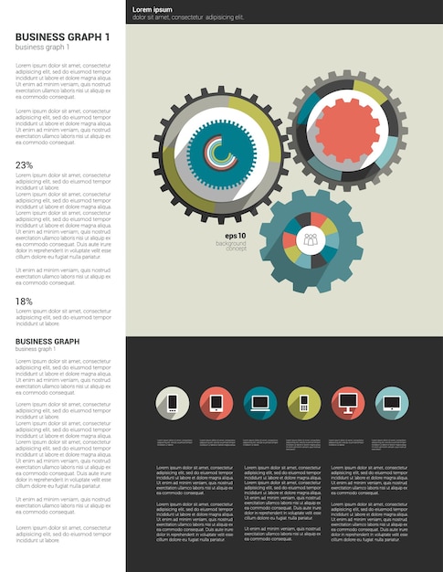 Zahnradkreis flaches diagramm für infografik.